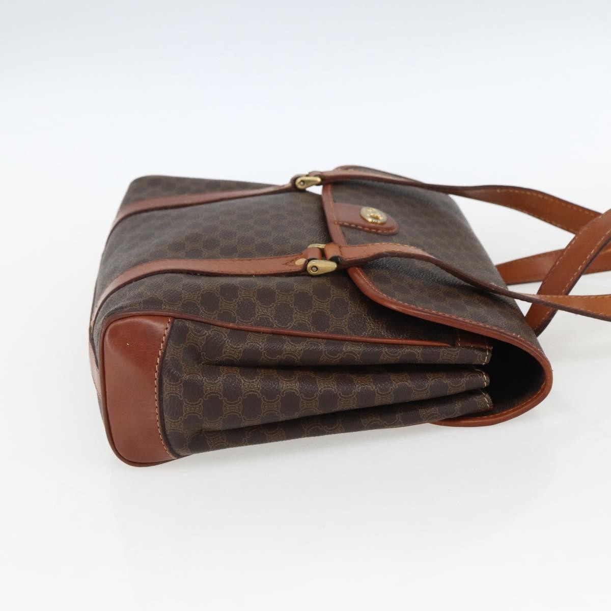 Celine Vintage Macadam Canvas And Leather Brown Canvas Handbag (Pre-Owned)