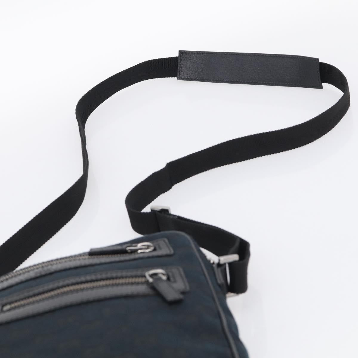 Gucci Front Zip Messenger Canvas And Leather Black Canvas Crossbody Bag Bag (Pre-Owned)