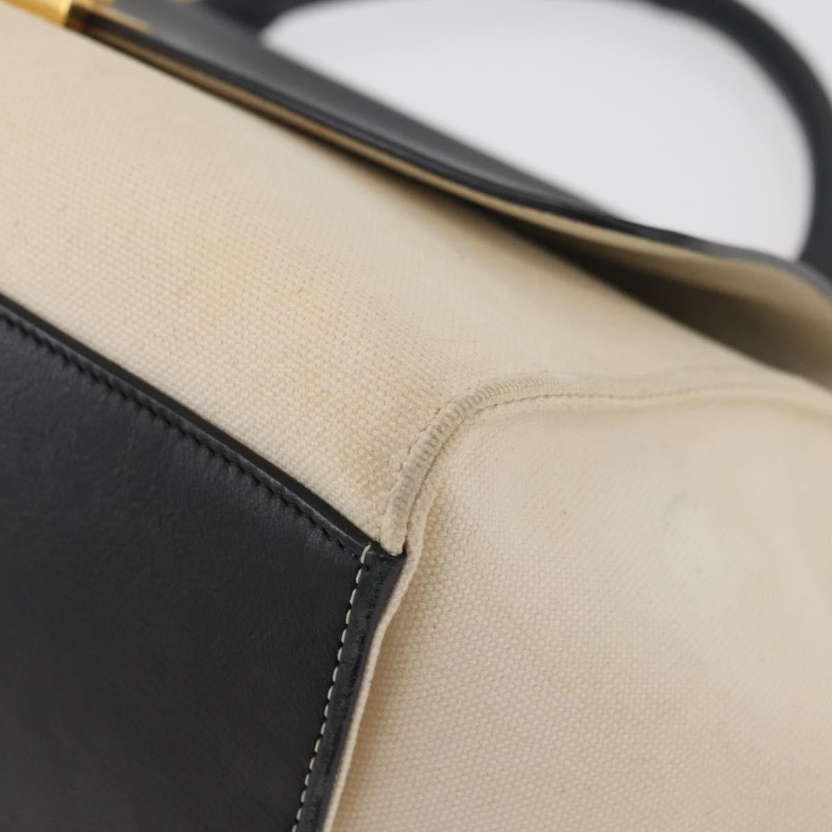 Celine Trapeze Leather With Canvas Beige Canvas Handbag (Pre-Owned)