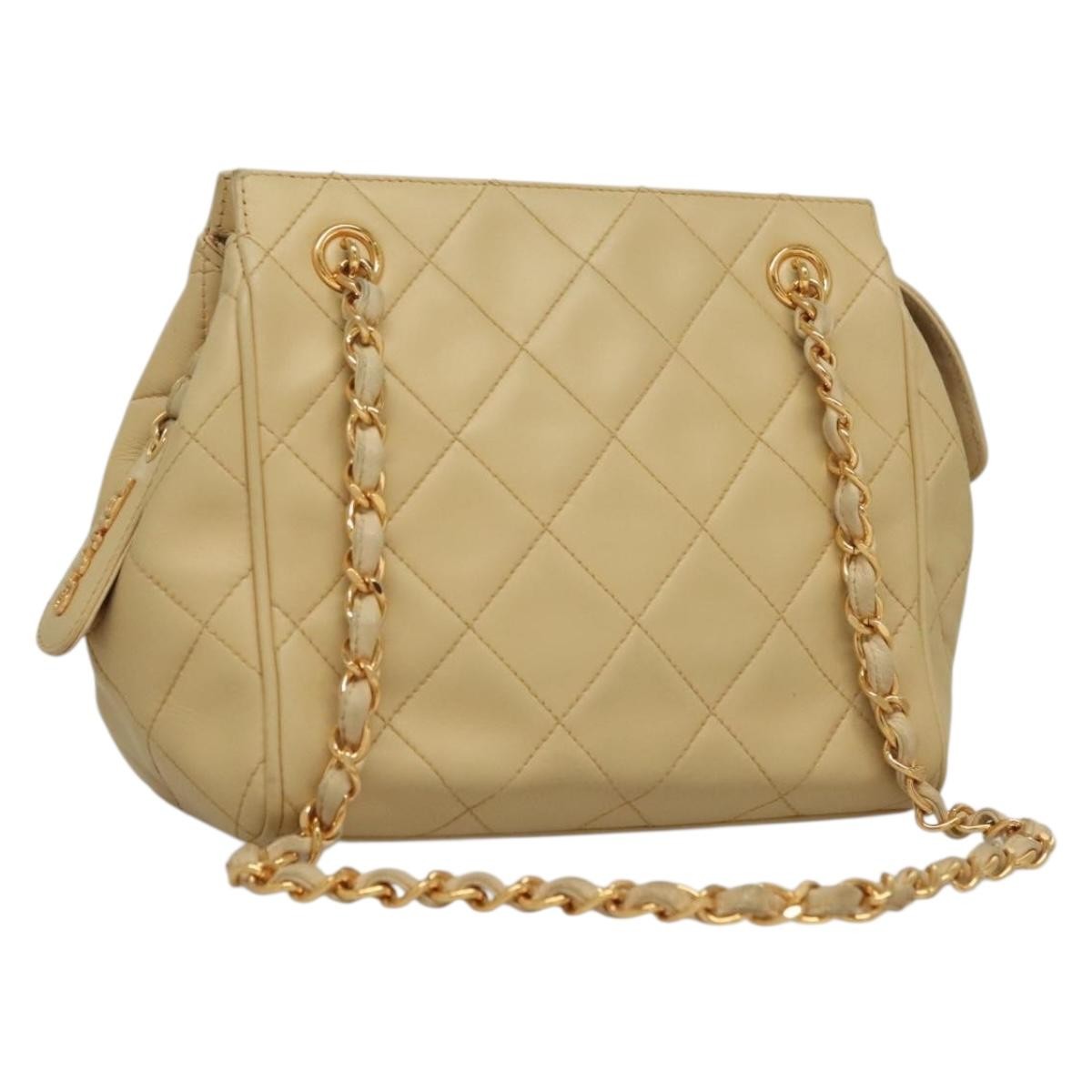 Chanel Chain Leather Beige Leather Shoulder Bag Bag (Pre-Owned)