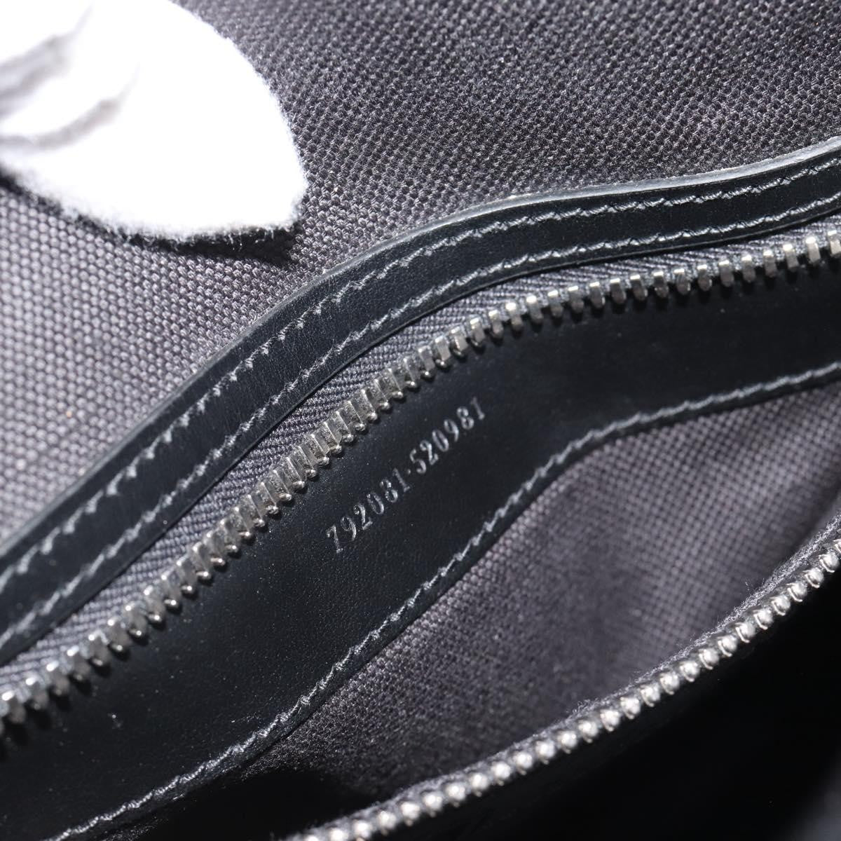 Gucci Sherry Line Shoulder Leather Black Canvas Handbag (Pre-Owned)