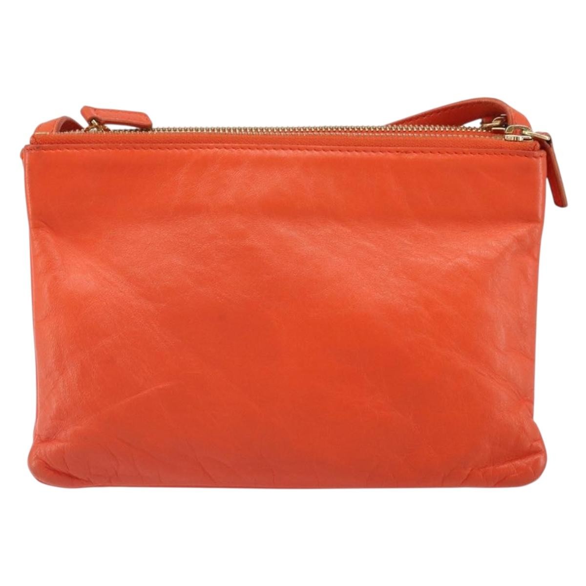 Celine Trio Leather Orange Leather Shoulder Bag Bag (Pre-Owned)