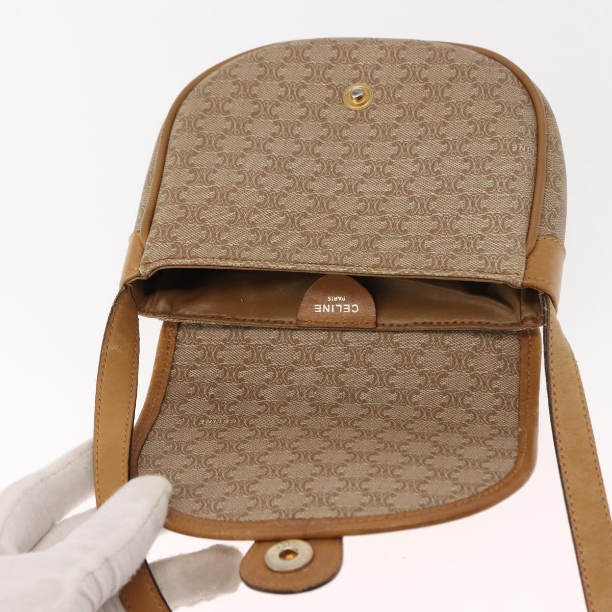 Celine Vintage Macadam Canvas And Leather Beige Canvas Shoulder Bag Bag (Pre-Owned)