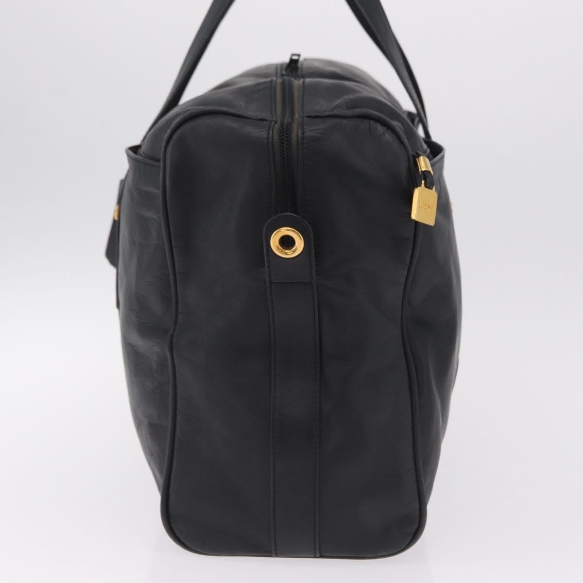 Loewe Travel Line Boston Black Leather Travel Bag Bag (Pre-Owned)