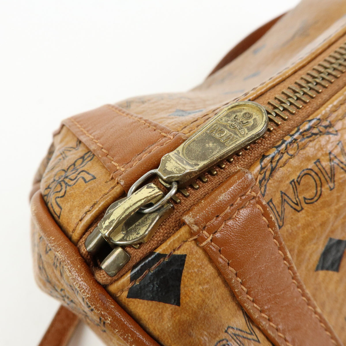 MCM Visetos Leather Brown Leather Shoulder Bag Bag (Pre-Owned)