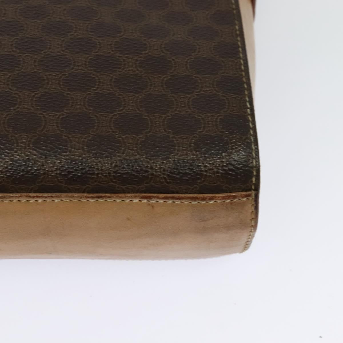 Celine Vintage Macadam Circle Logo Canvas And Leather Brown Canvas Shoulder Bag Bag (Pre-Owned)