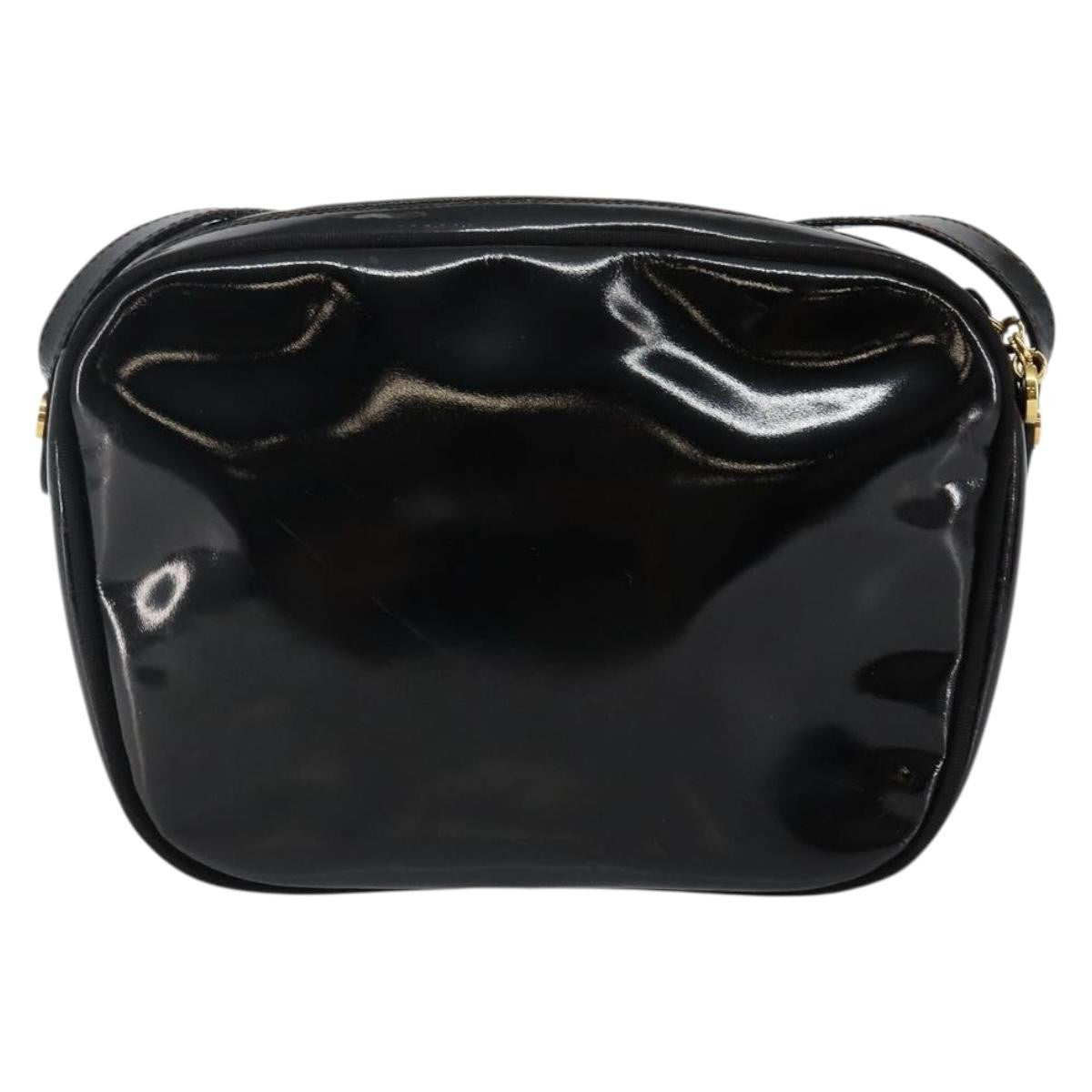 Salvatore Ferragamo Vala Patent Leather Black Patent_Leather Bag (Pre-Owned)