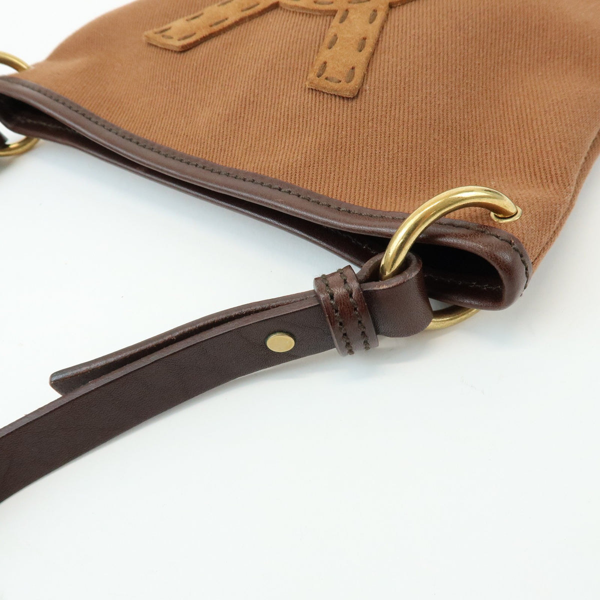 Saint Laurent Kahara Cassandra Canvas Brown Canvas Shoulder Bag Bag (Pre-Owned)
