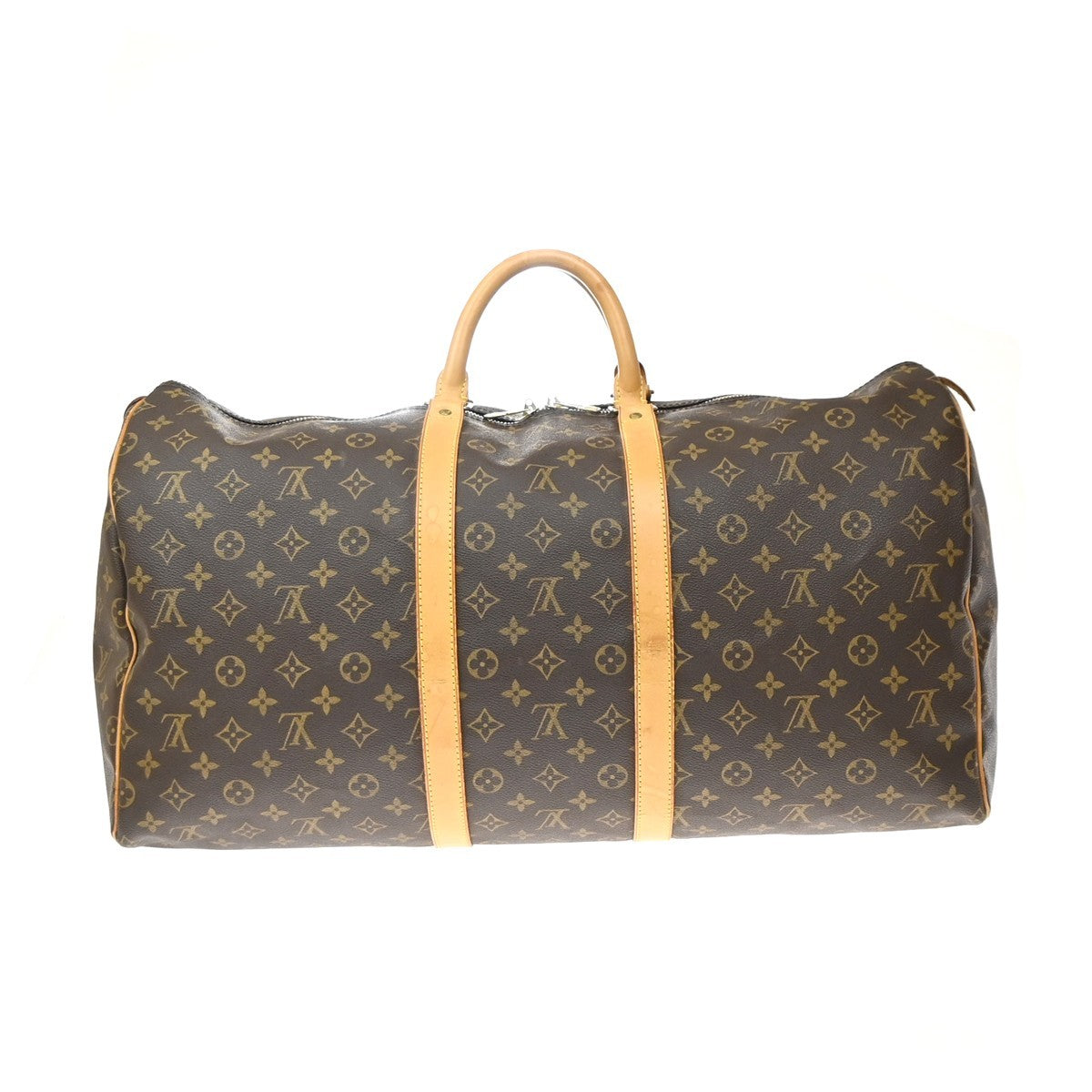 Louis Vuitton Keepall Monogram Canvas Brown Leather Travel Bag Bag (Pre-Owned)