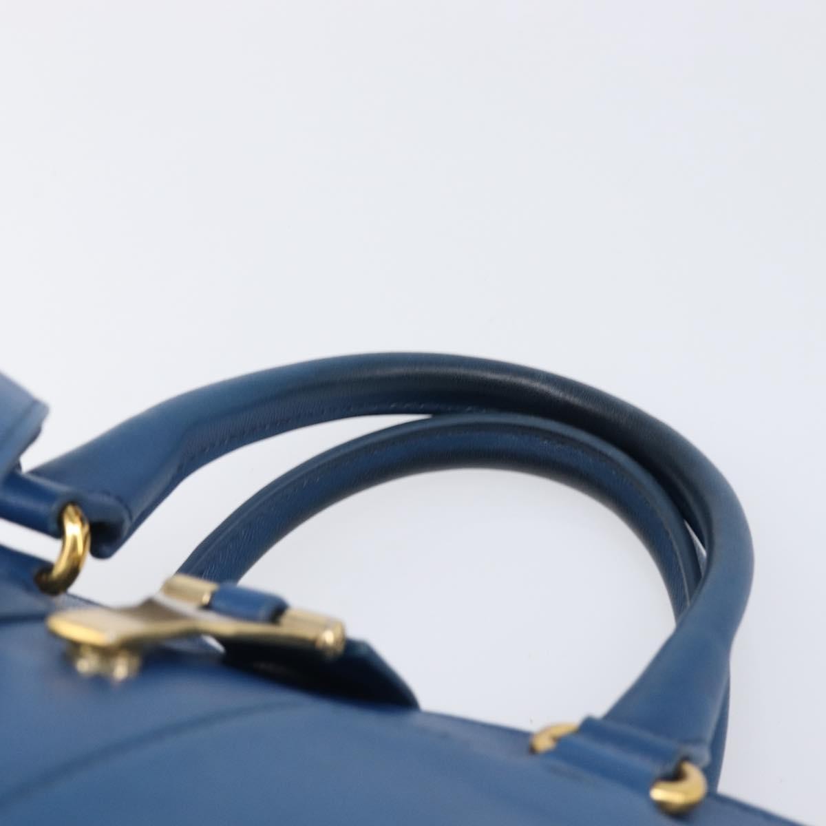 Saint Laurent Chyc Cabas Leather Blue Leather Tote Bag Bag (Pre-Owned)