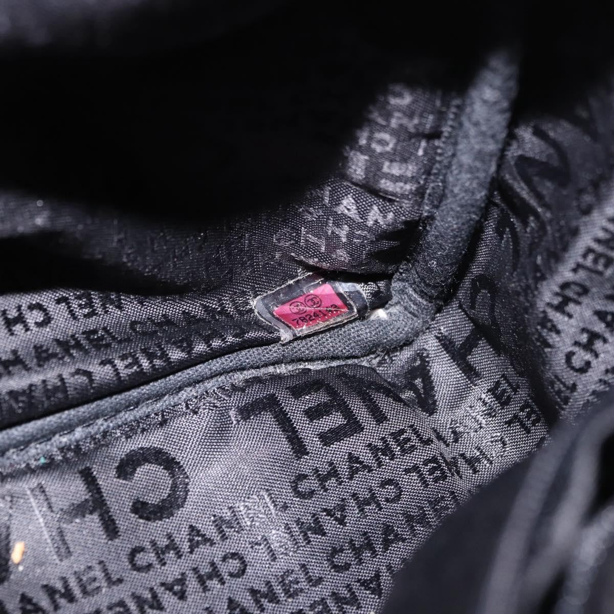 Chanel Square Stitch Boston Quilted Nylon Black Nylon Handbag (Pre-Owned)