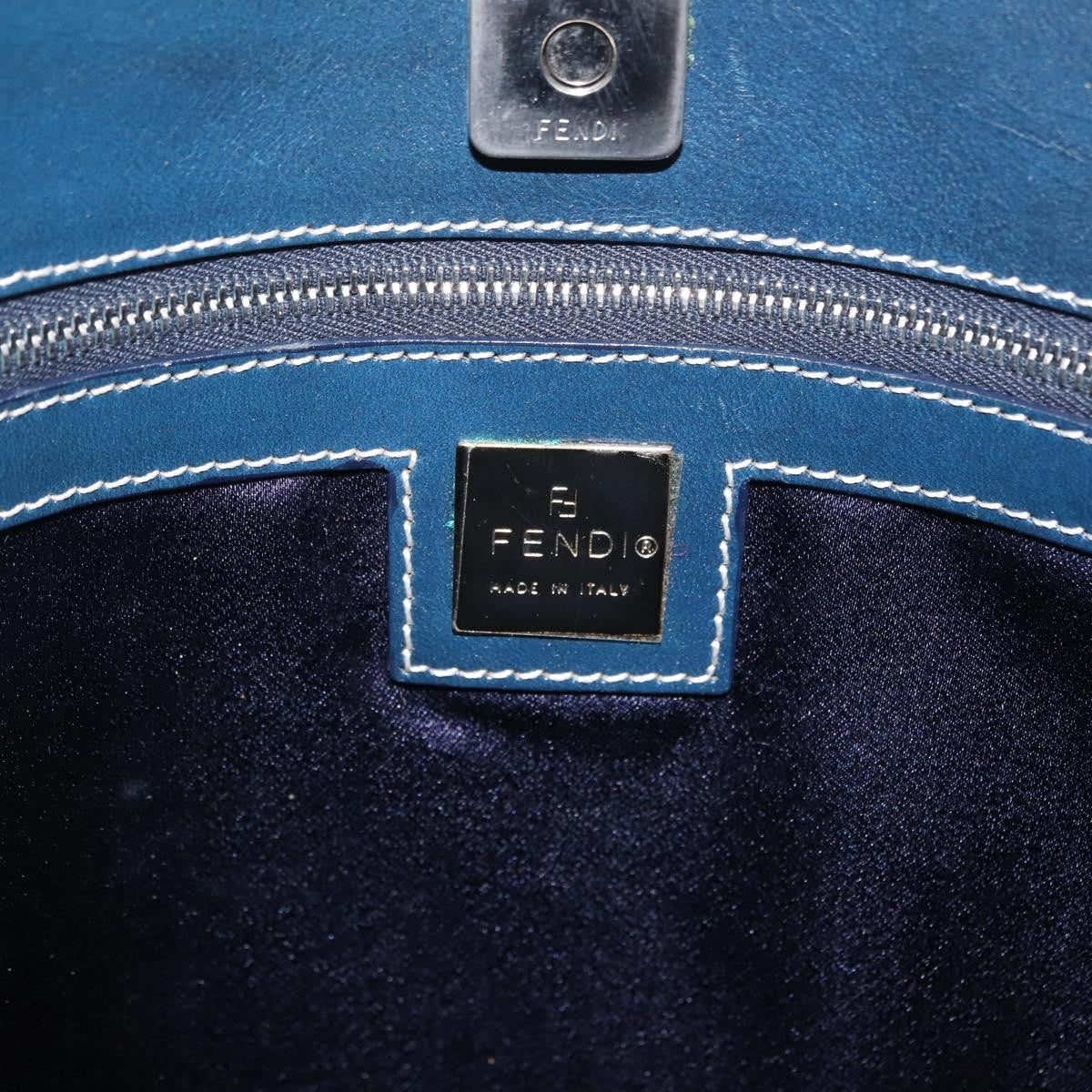 Fendi Vintage Shopping Zucchino Canvas Navy Canvas Tote Bag Bag (Pre-Owned)