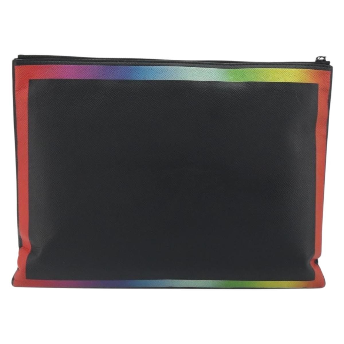 Louis Vuitton Pochette A4 Rainbow Taiga Leather Black Leather Clutche & Pouche Bag (Pre-Owned)