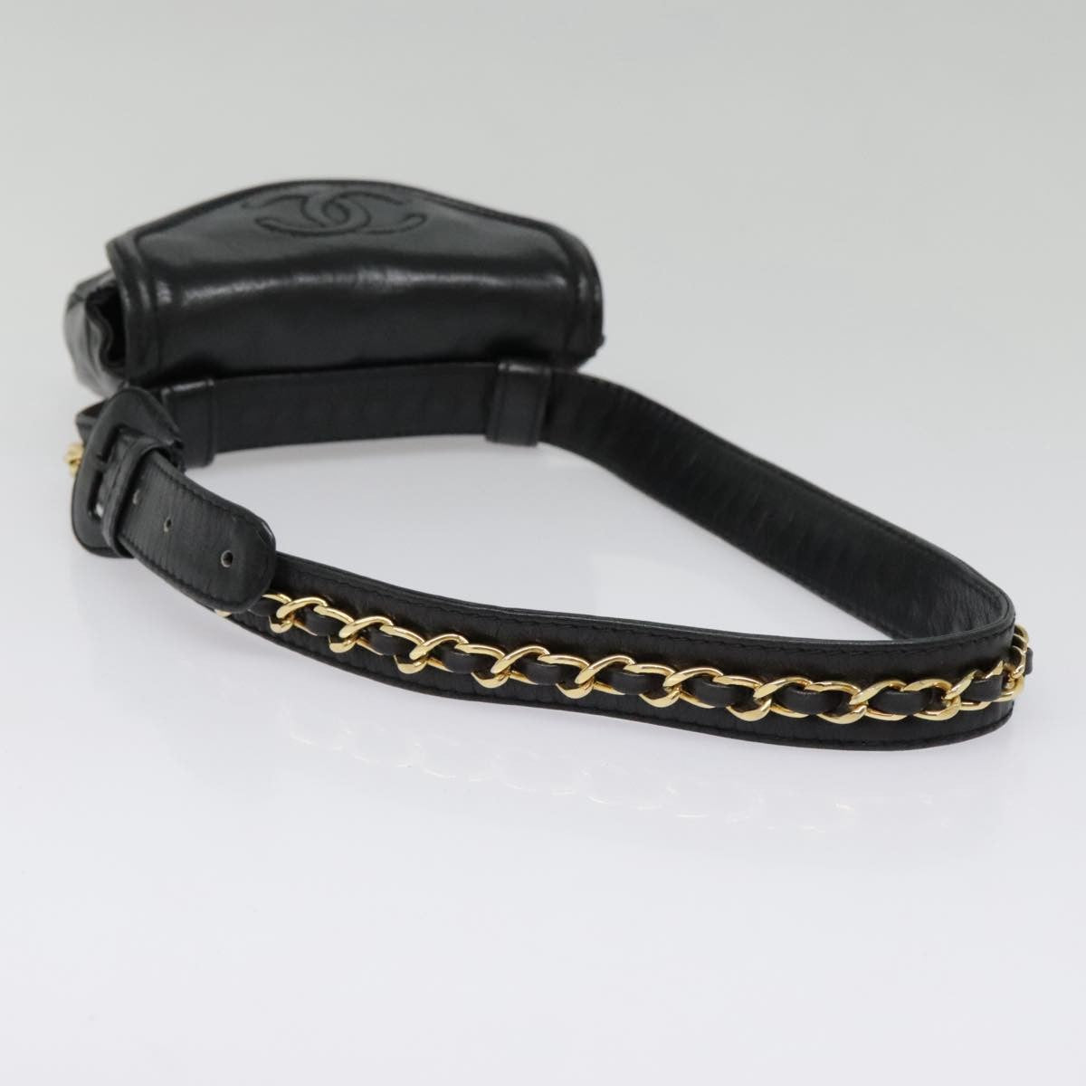 Chanel Chain Envelope Belt Quilted Calfskin Black Leather Clutche & Pouche Bag (Pre-Owned)