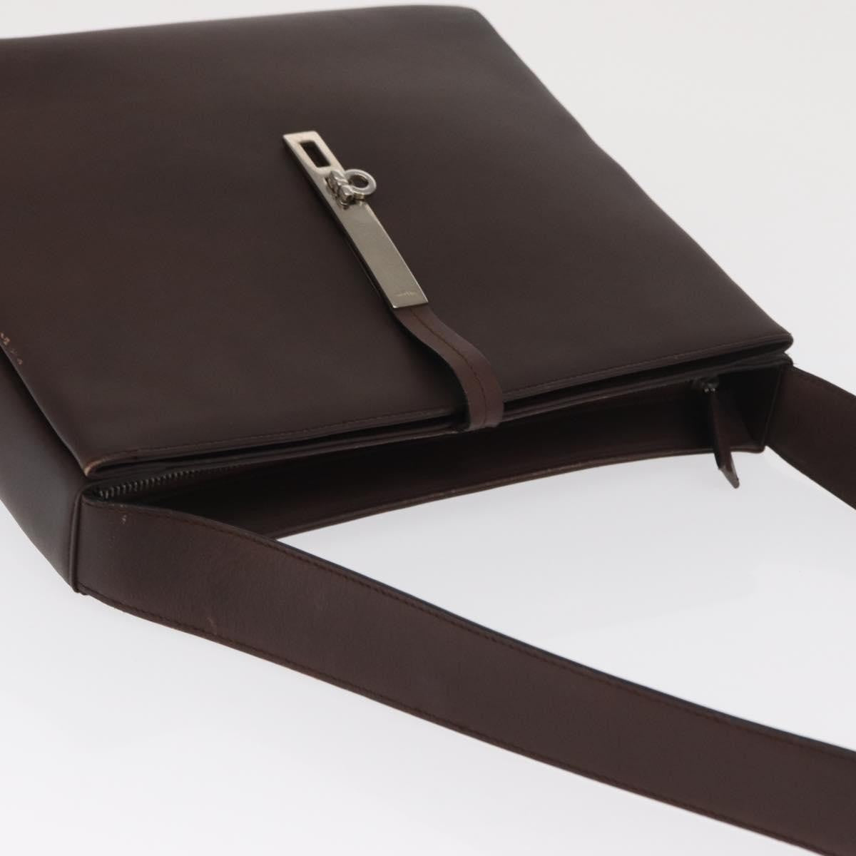 Salvatore Ferragamo Gancini Leather Brown Leather Shoulder Bag Bag (Pre-Owned)