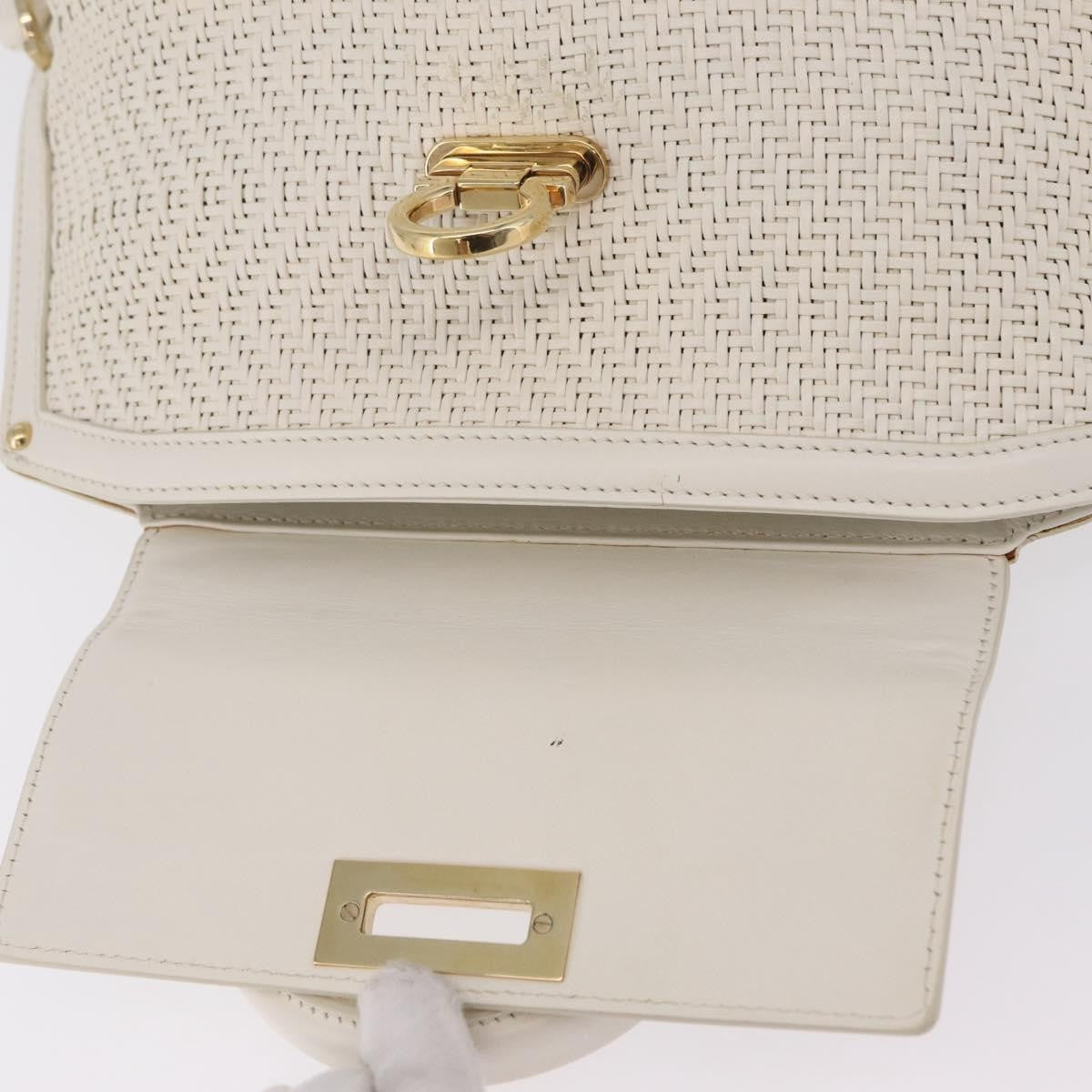 Salvatore Ferragamo Sofia Satchel Woven Leather White Leather Handbag (Pre-Owned)