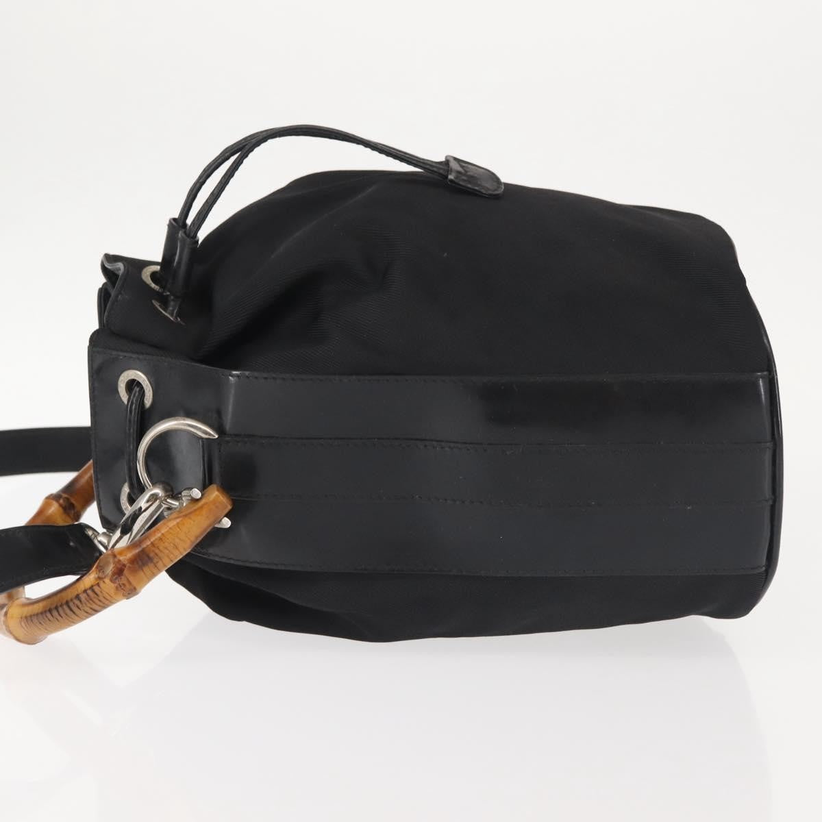Gucci Vintage Bamboo Bucket Nylon And Leather Black Nylon Bag (Pre-Owned)