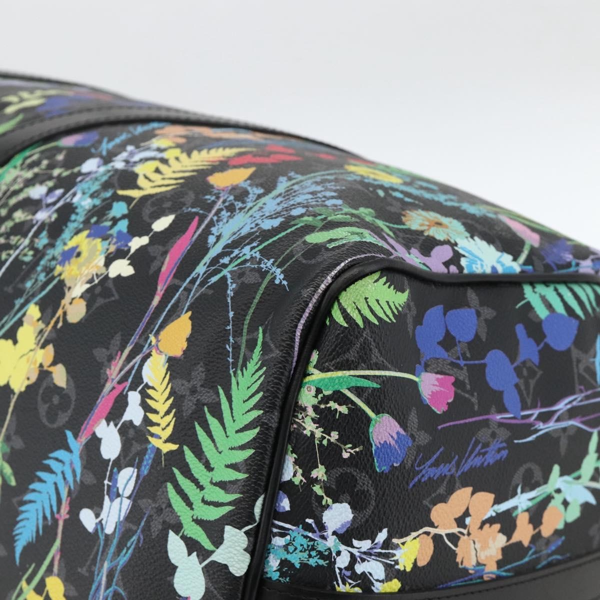 Louis Vuitton Keepall Bandouliere Limited Edition Foliage Monogram Eclipse Black Canvas Travel Bag Bag (Pre-Owned)