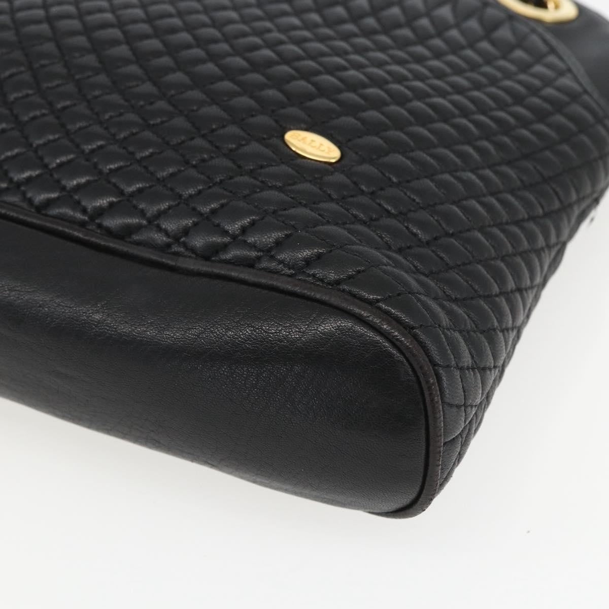 Bally Vintage Chain Quilted Leather Black Leather Shoulder Bag Bag (Pre-Owned)