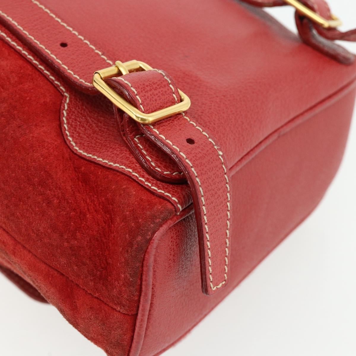 Gucci Gucci Bamboo Daim Red Suede Backpack Bag (Pre-Owned)