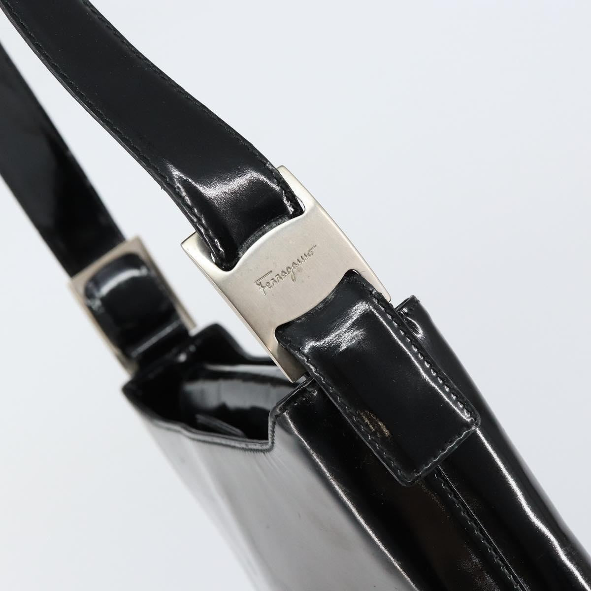 Salvatore Ferragamo Vala Patent Leather Black Patent_Leather Shoulder Bag Bag (Pre-Owned)