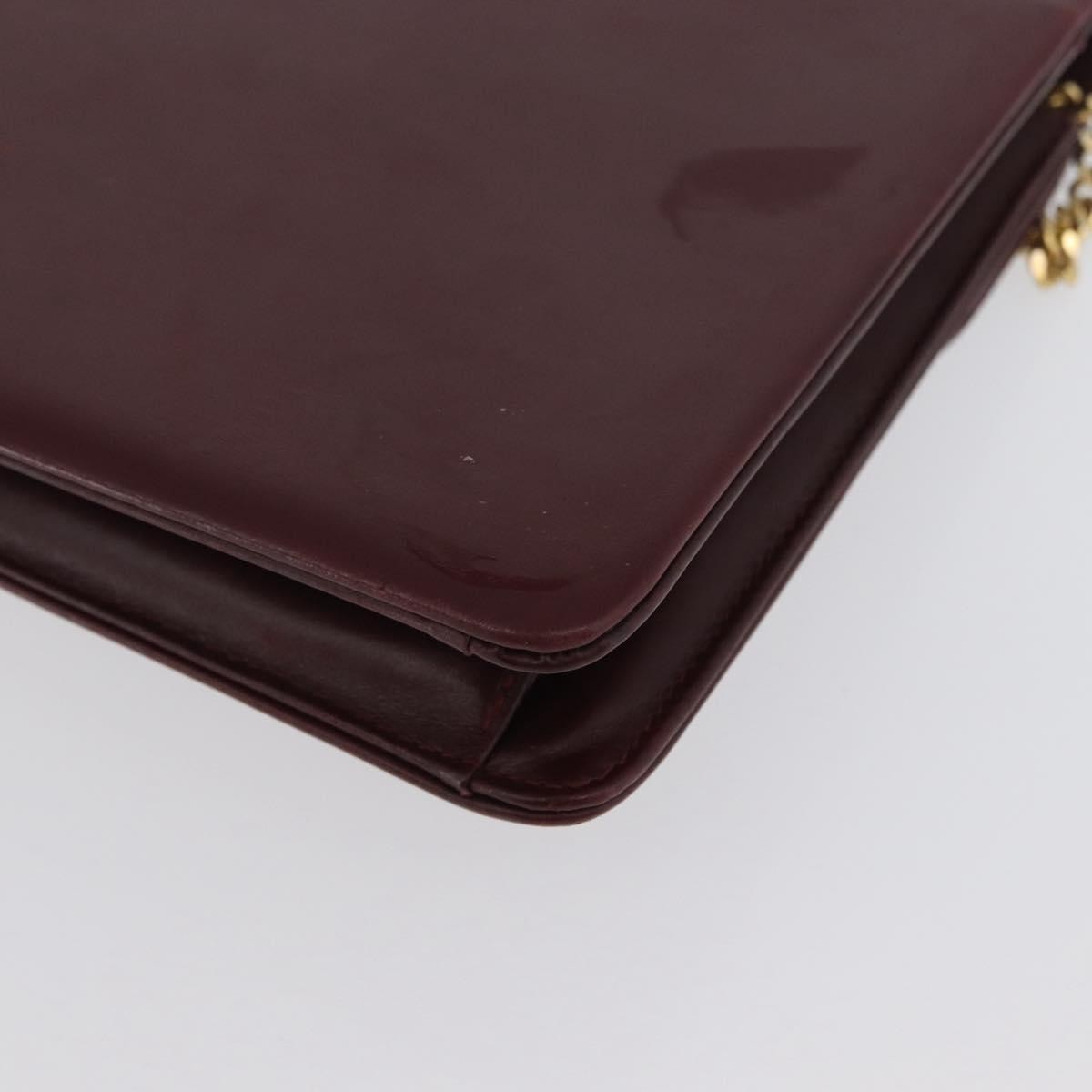 Christian Dior Vintage Chain Flap Leather Burgundy Leather Shoulder Bag Bag (Pre-Owned)