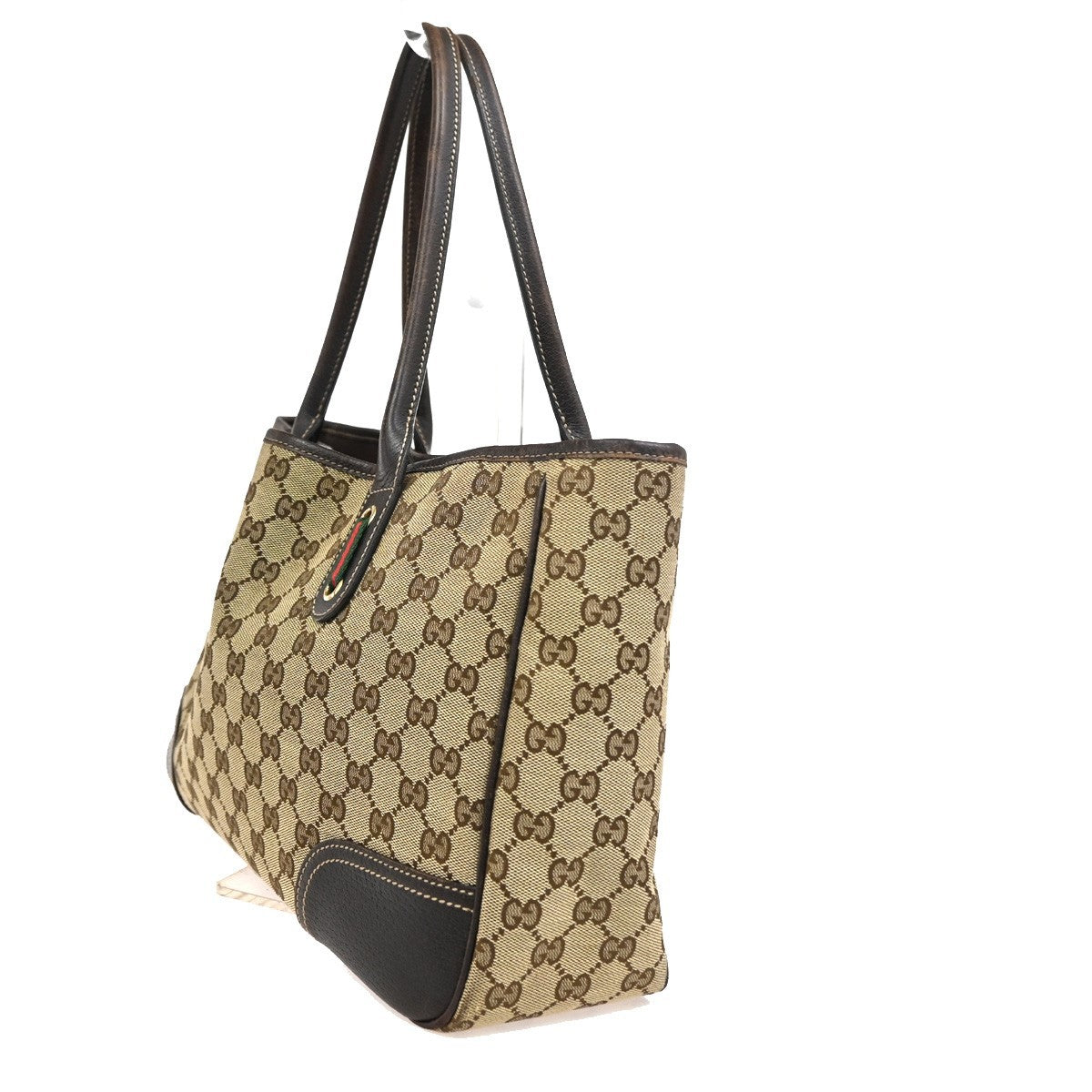 Gucci Princy Tote Gg Canvas And Leather Brown Canvas Tote Bag Bag (Pre-Owned)