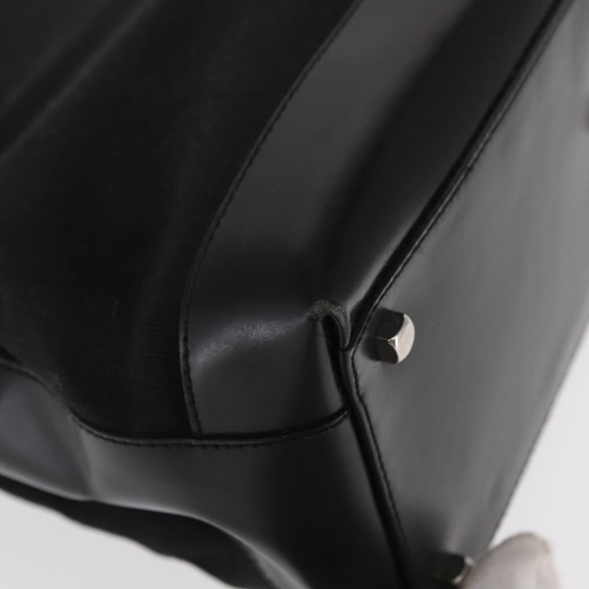 Salvatore Ferragamo Double Gancini Side Buckle Tote Canvas Black Canvas Handbag (Pre-Owned)