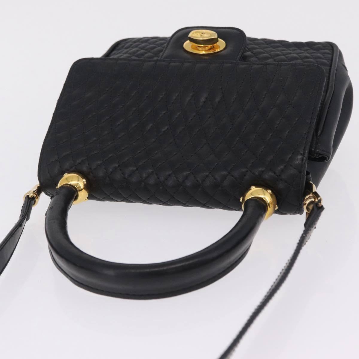 Bally Handbag Leather Black Leather Handbag (Pre-Owned)