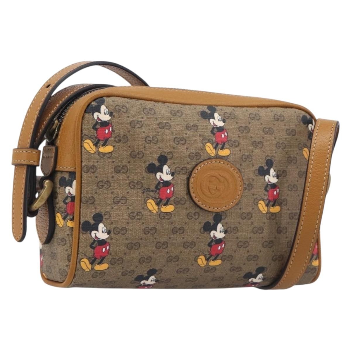Gucci Disney Mickey Mouse Printed Mini Gg Coated Canvas Beige Canvas Backpack Bag (Pre-Owned)
