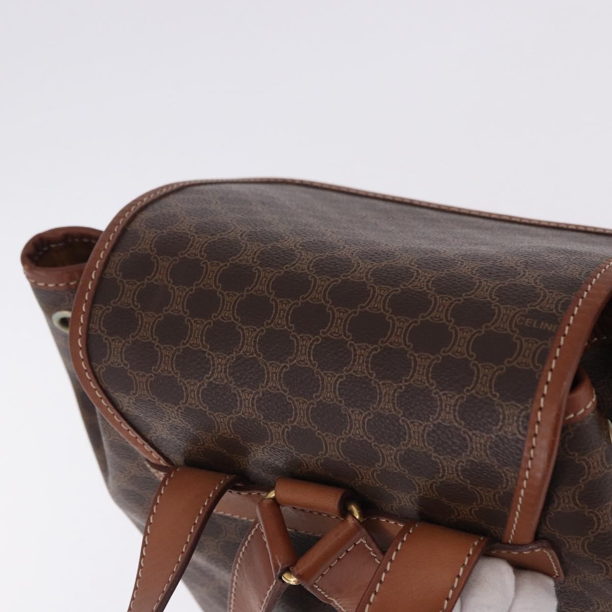 Celine Vintage Macadam Canvas Brown Canvas Backpack Bag (Pre-Owned)