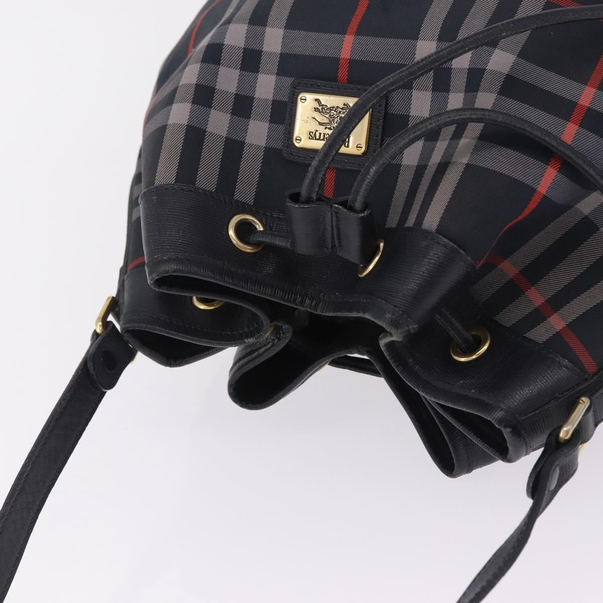 Burberry Nova Check Shoulder Bag Canvas Black Canvas Shoulder Bag Bag (Pre-Owned)