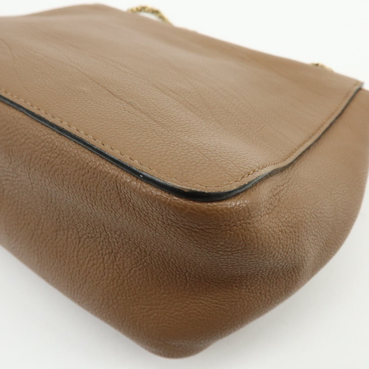 Chloe Elsie Chain Leather Brown Leather Shoulder Bag Bag (Pre-Owned)