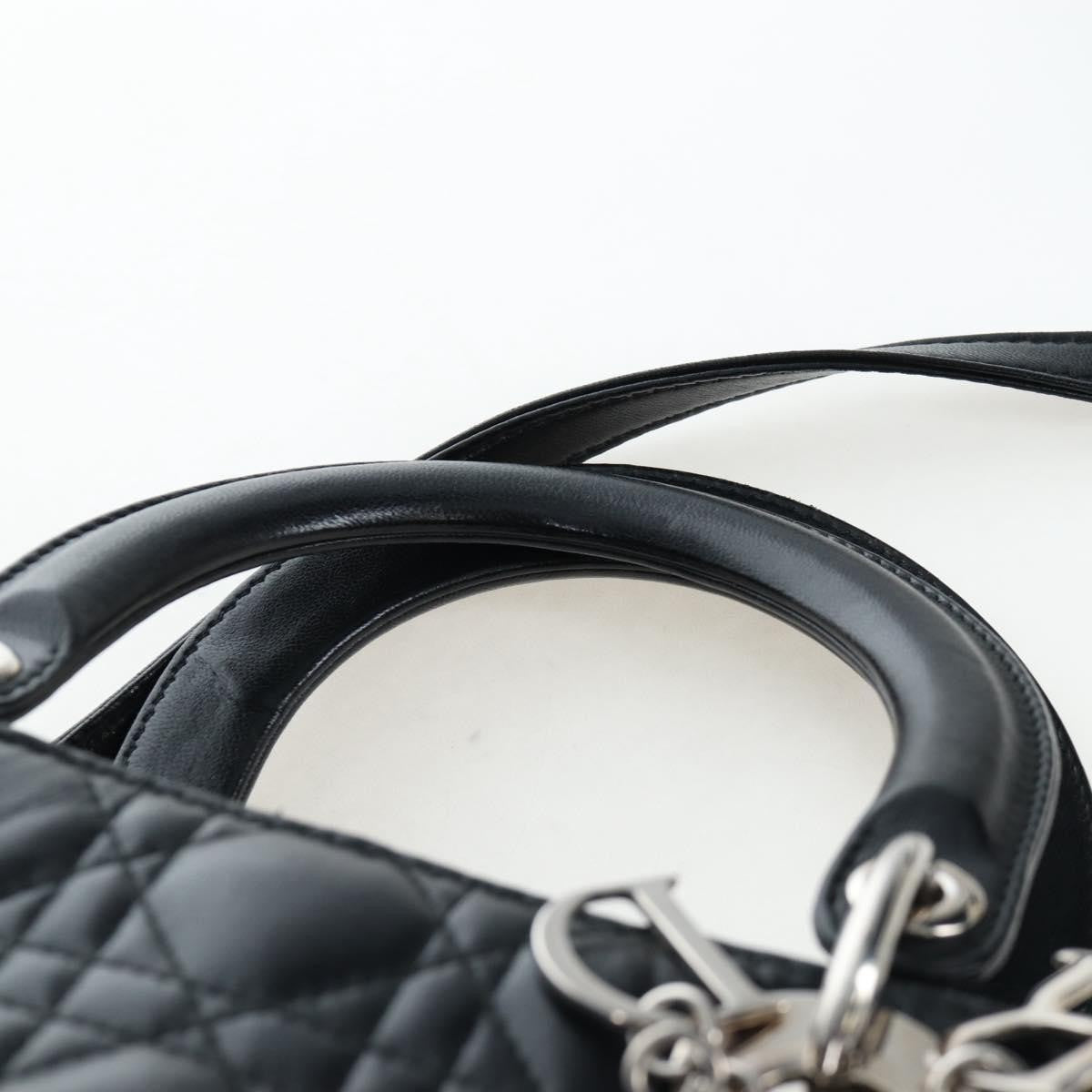 Christian Dior Lady Dior Lambskin Black Leather Handbag (Pre-Owned)