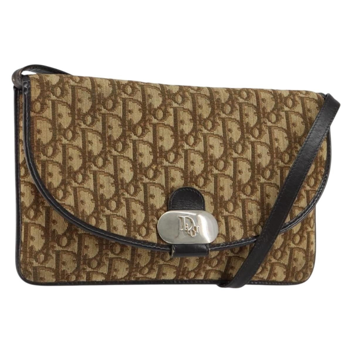Christian Dior Vintage Trotter Canvas Beige Canvas Shoulder Bag Bag (Pre-Owned)