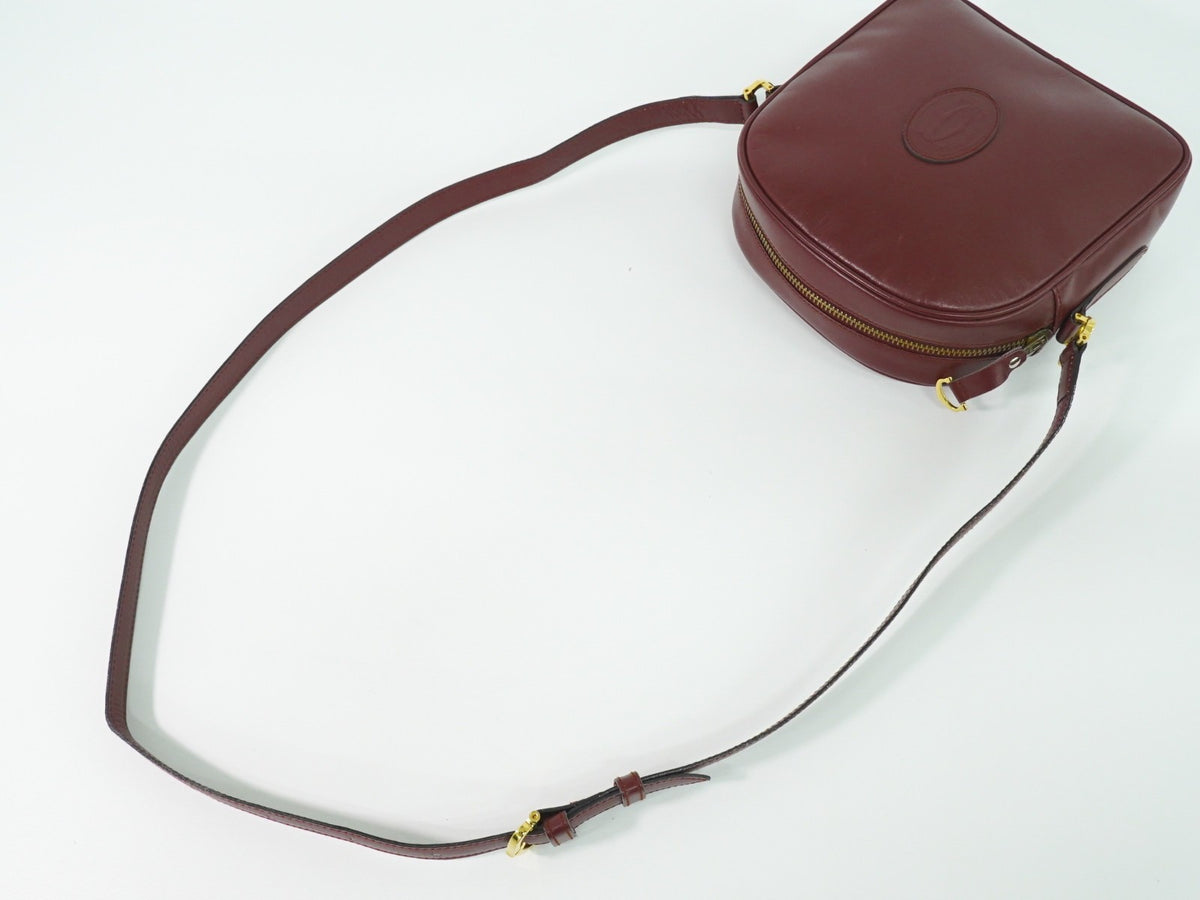 Cartier Must De Cartier Leather Burgundy Leather Shoulder Bag Bag (Pre-Owned)