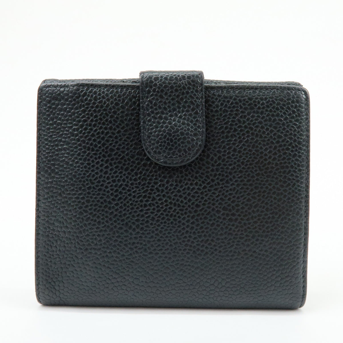 Chanel Vintage Timeless Bifold Caviar Black Leather Wallets Accessory (Pre-Owned)