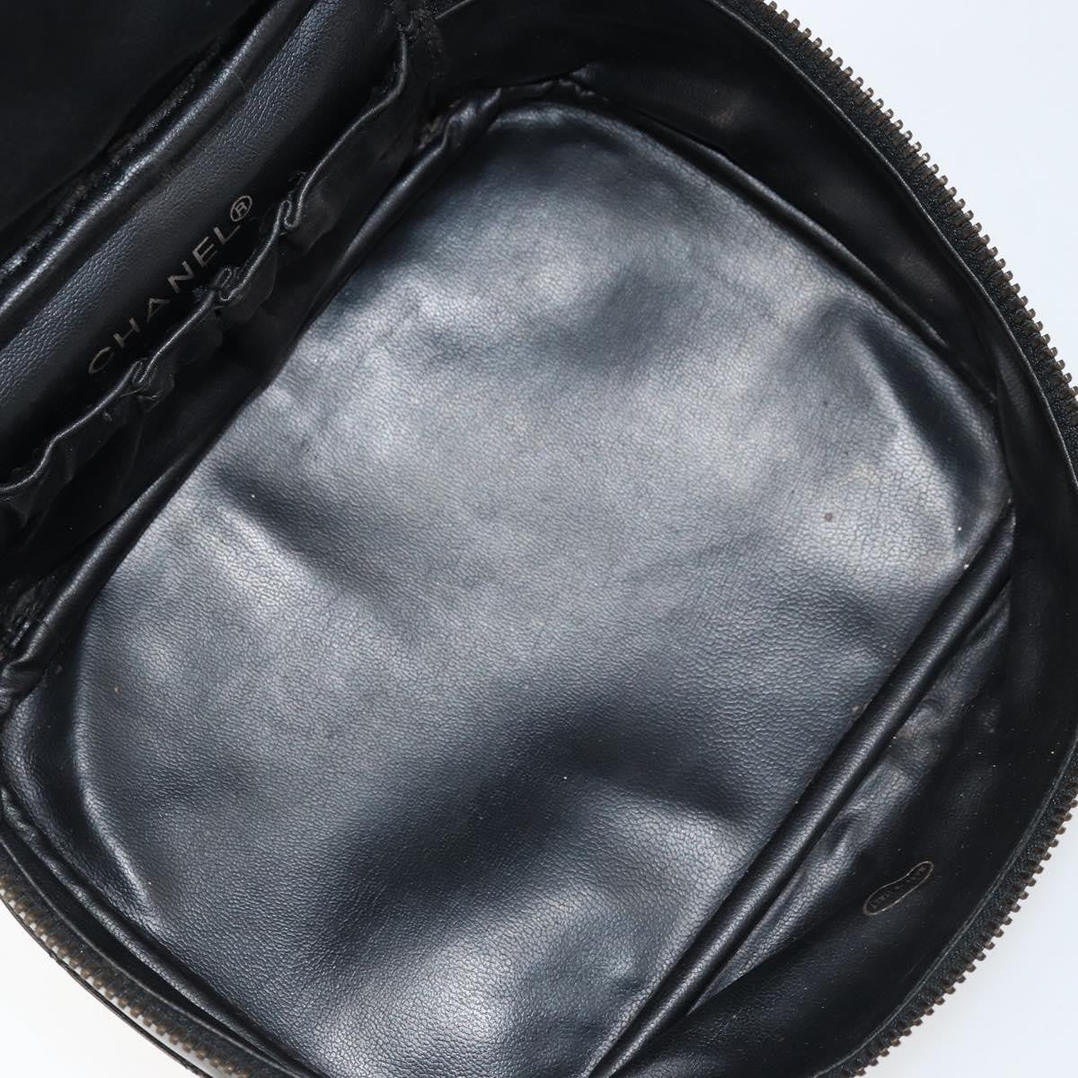 Chanel Vintage Cosmetic Case Lambskin Black Leather Clutche & Pouche Bag (Pre-Owned)