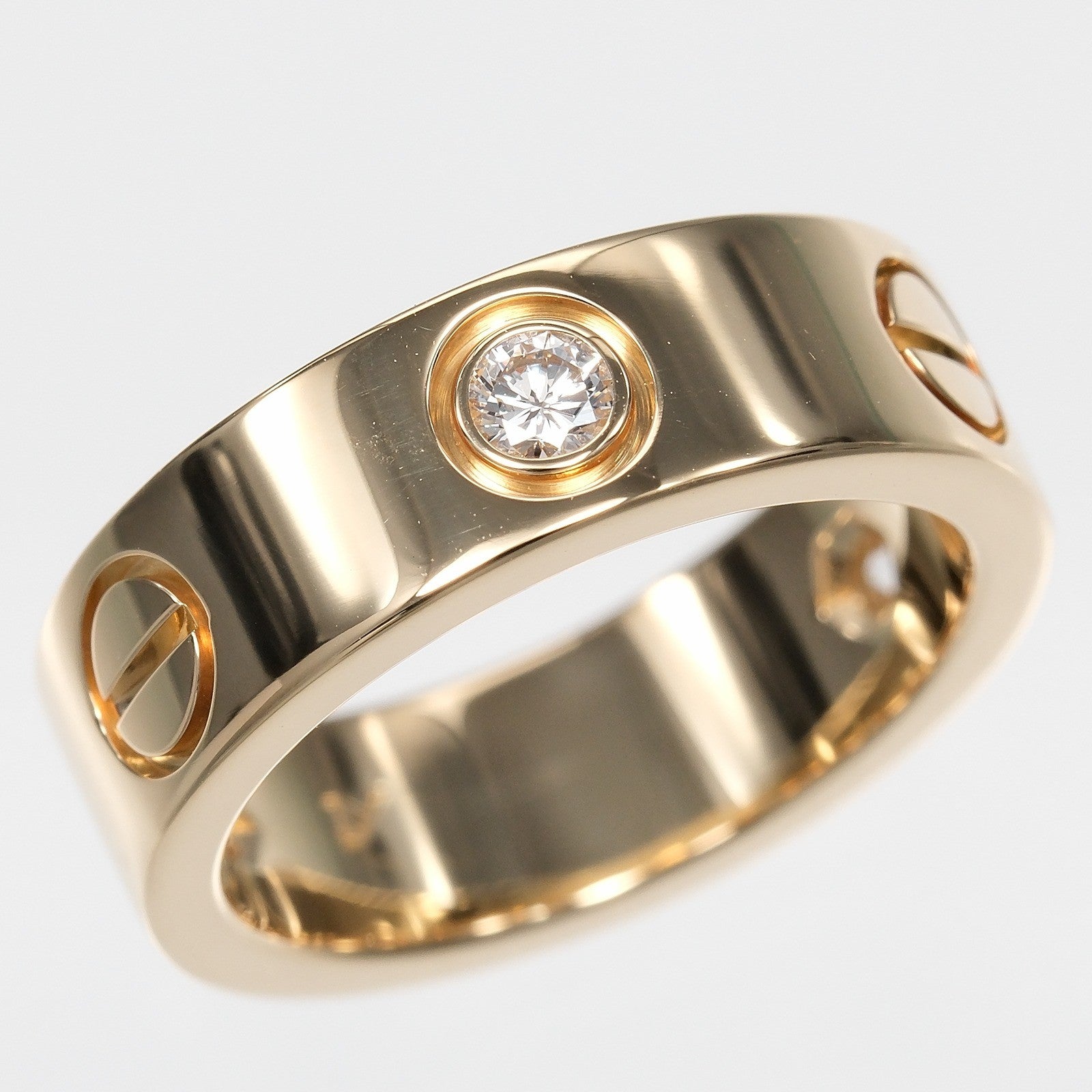 Cartier Love 3 Diamonds Band 18K Yellow Gold With Diamonds Gold Yellow_Gold Ring Jewelry (Pre-Owned)