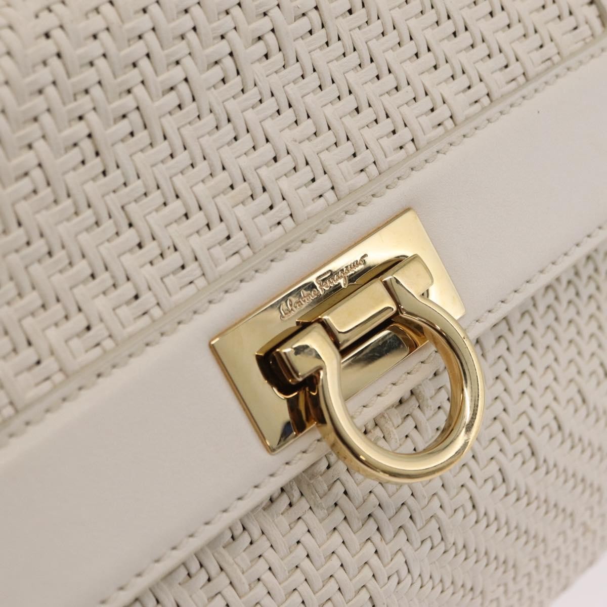 Salvatore Ferragamo Sofia Satchel Woven Leather White Leather Handbag (Pre-Owned)