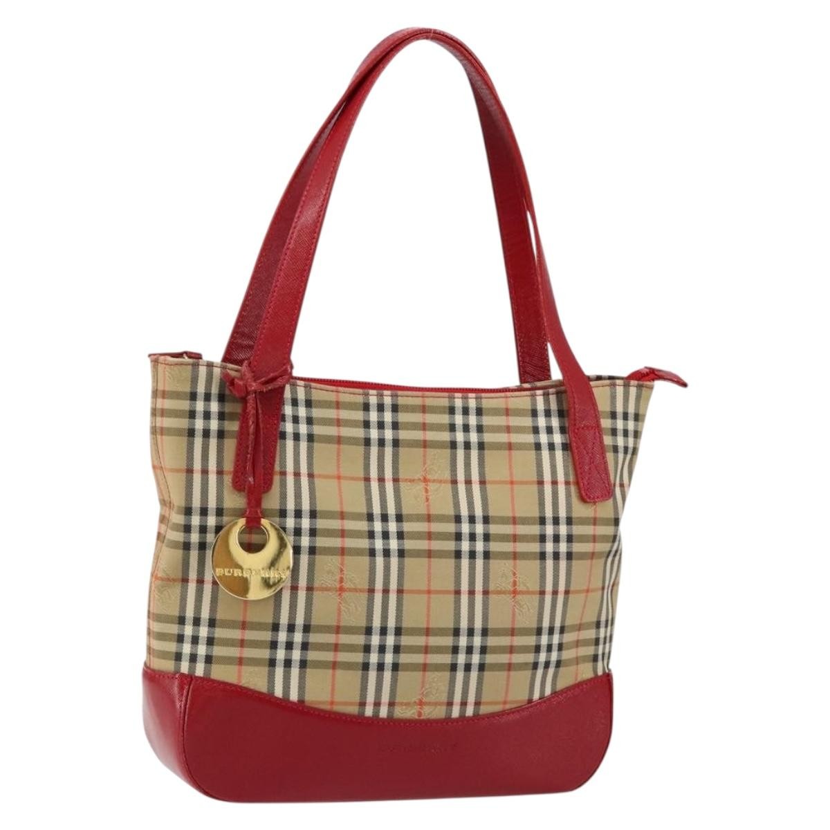 Burberry Nova Check Nova Check Canvas Beige Canvas Handbag (Pre-Owned)