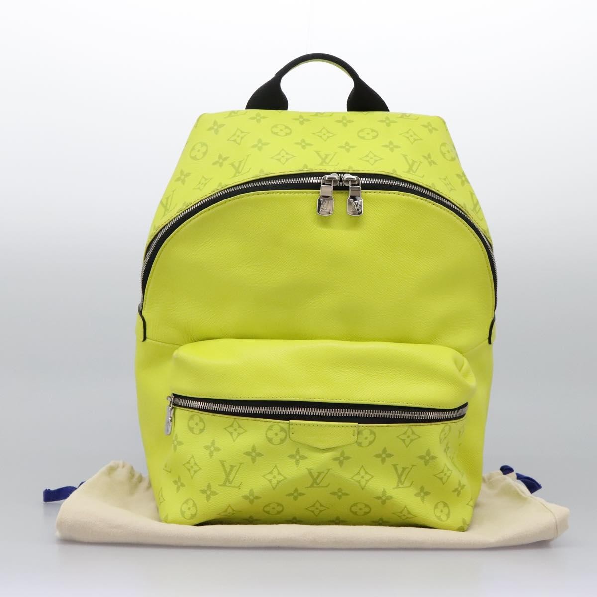 Louis Vuitton Discovery Monogram Taigarama Yellow Leather Backpack Bag (Pre-Owned)