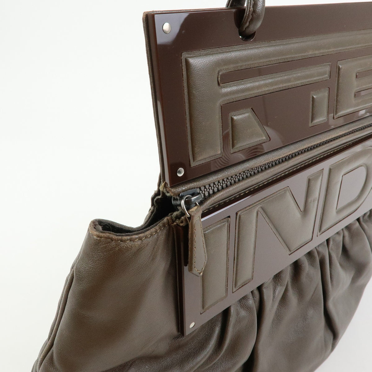 Fendi To You Snakeskin Brown Leather Handbag (Pre-Owned)