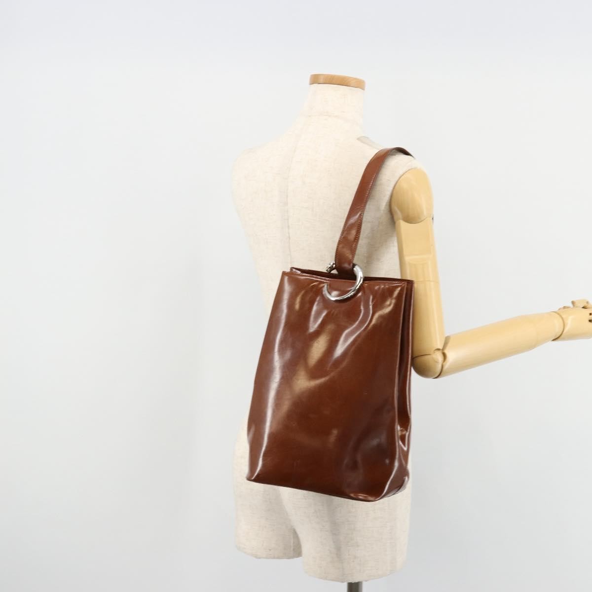 Cartier Panthère Shoulder Patent Leather Brown Patent_Leather Shoulder Bag Bag (Pre-Owned)
