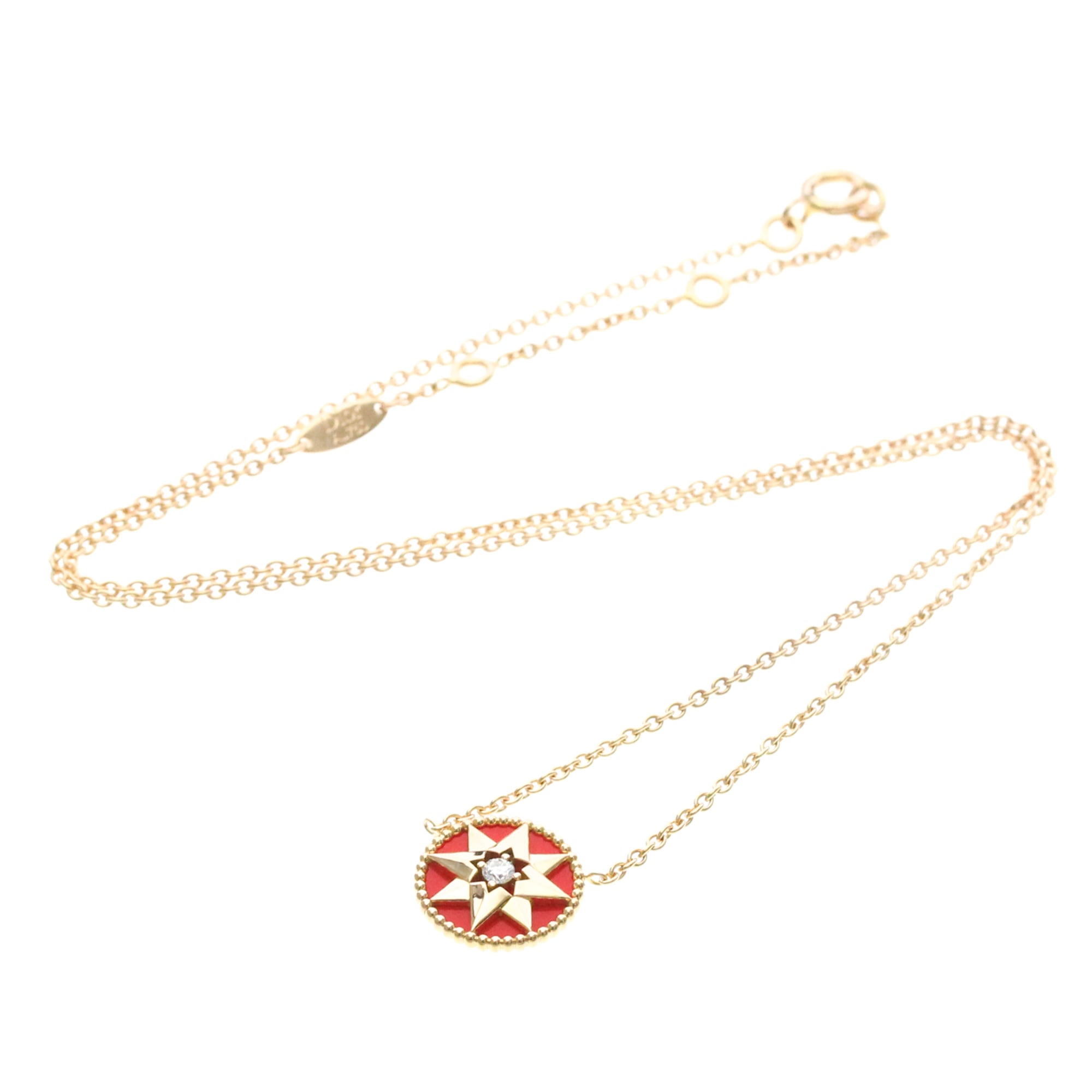 Christian Dior Rose Des Vents 18K Rose Gold With Diamonds Gold Pink_Gold Necklace Jewelry (Pre-Owned)