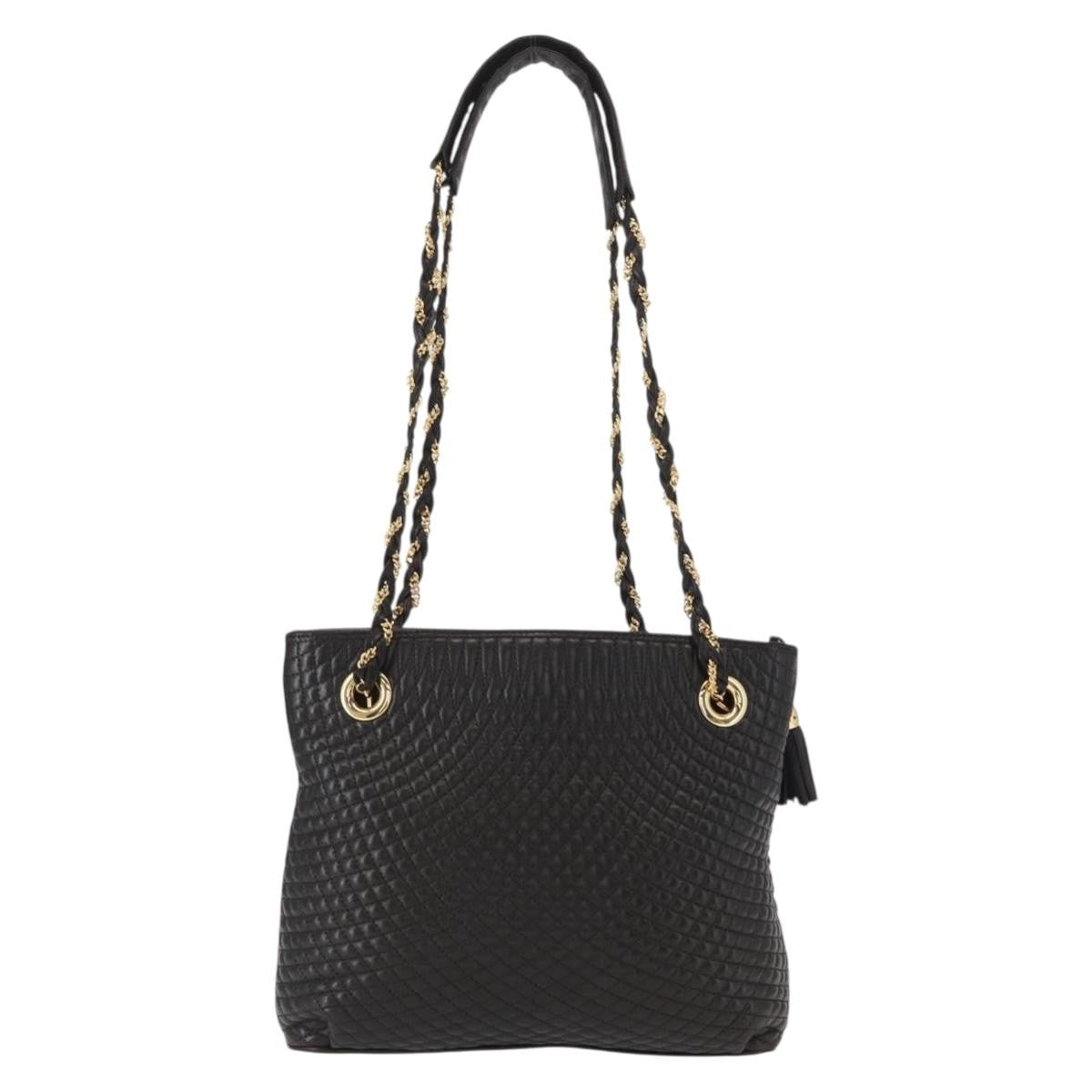 Bally Vintage Chain Quilted Leather Black Leather Shoulder Bag Bag (Pre-Owned)