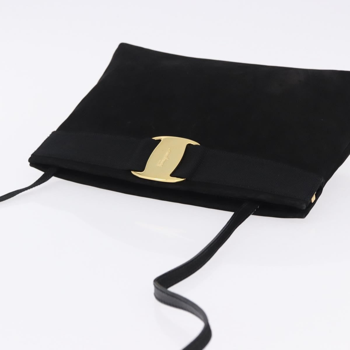Salvatore Ferragamo Vala Suede Black Suede Shoulder Bag Bag (Pre-Owned)