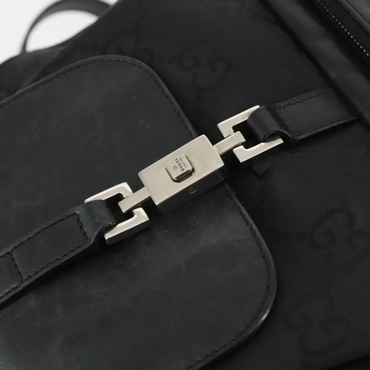 Gucci Vintage Jackie Gg Canvas And Leather Black Canvas Backpack Bag (Pre-Owned)