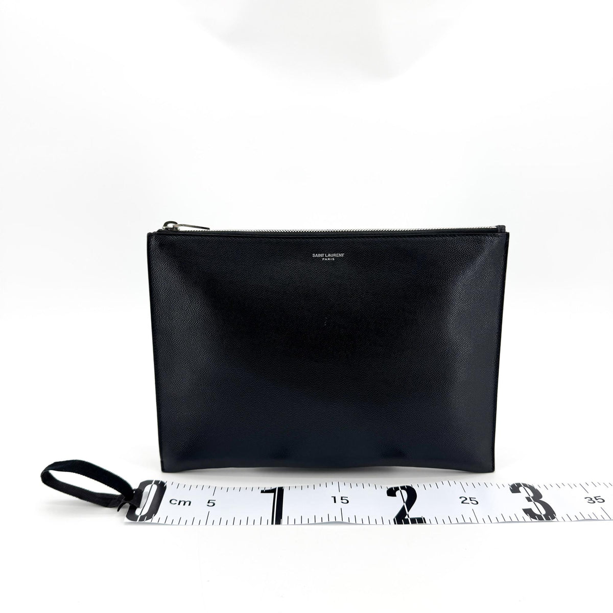 Saint Laurent Letters Zip Clutch Leather Black Leather Clutche & Pouche Bag (Pre-Owned)