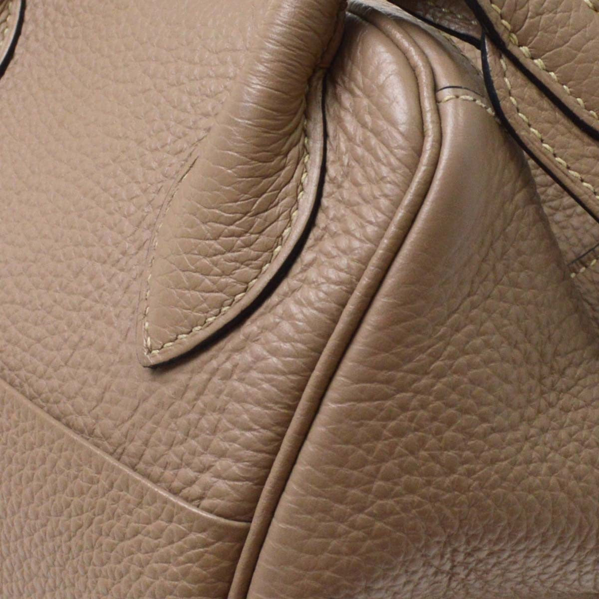 Hermes Lindy Clemence Gray Leather Handbag (Pre-Owned)